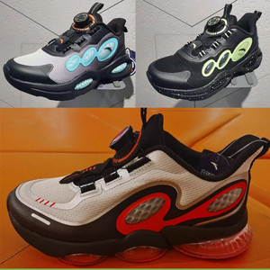 安踏儿童鞋21夏秋款男大童网面透气旋转纽扣运动跑步鞋312135585