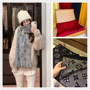 lv路易威登经典老花字母logo真丝围脖羊毛流苏双面披肩围巾m72432