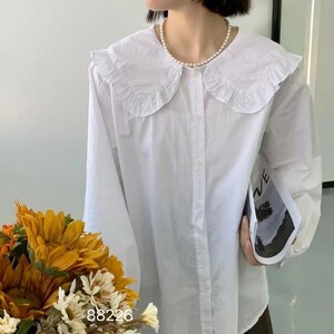 大圆领边衬衫女