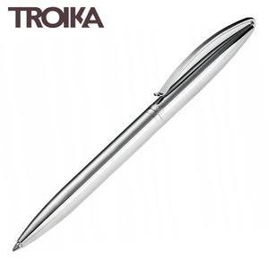德国TROIKA不锈钢圆珠笔 纤细金属笔杆大容量圆珠笔芯G2 黑色0.7
