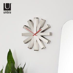 Umbra现代简约不锈钢挂钟客厅创意轻奢家用时尚墙壁钟金属北欧