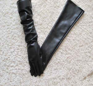 女皮手套女士长款