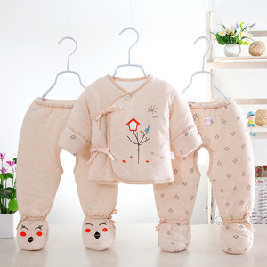 新生婴儿衣服冬季套装03个月初生宝宝棉衣冬装加厚保暖棉袄三件套