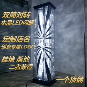 美发转灯led双筒加亮理发店转灯美发店落地挂墙两用发廊灯箱玻璃