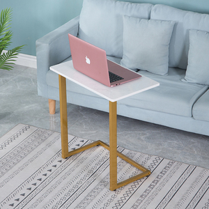 现代简约大理石岩板边几铁艺轻奢沙发边桌长方形可移动床边小茶几