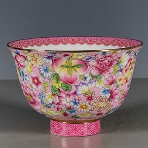 古玩瓷器收藏 大清乾隆描金锦地万花珐琅彩全品碗