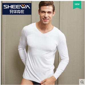 正品兄华内衣随心裁无痕木代尔v领男士纯色薄款打底单上衣9206a
