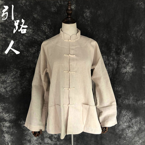 传统男孝衣对襟盘扣孝服 麻衣丧服 长袖上衣棉麻便衣丧衣麻料衣服