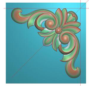 欧式洋花角花正角花石雕正方形角花贴花门花精雕图浮雕雕刻灰度图