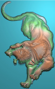 猛虎挂件下山虎十二生肖老虎牌子精雕图浮雕灰度数控雕刻虎牌玉雕
