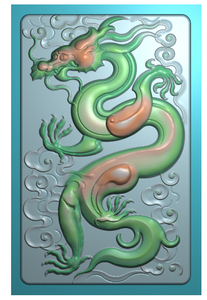 单龙牌子挂件46牌玉雕龙牌竖龙草龙仿古龙精雕图浮雕灰度数控雕刻