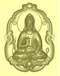 精雕图电脑雕刻护身立体观音莲花木雕玉雕坐菩萨jdp浮雕挂件牌子