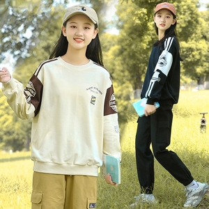 初中学生运动套装少女孩早春季大童韩版高中生学院风卫衣两件秋装