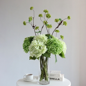 清新森系绣球花艺仿真花套装高花瓶插花长枝室内客厅餐桌摆件婚庆