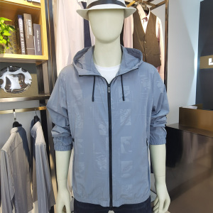 利郎男装专柜正品2021春夏潮款休闲灰色连帽茄克空调服21ckf0022a