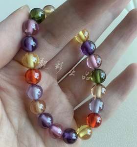 天然高型锆石水钻水龙珠圆珠手链手串手饰 紫粉黄红白七彩橄榄绿