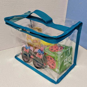 现货透明PVC防水防尘防潮收纳袋手提袋玩具袋塑料拉链包置物袋