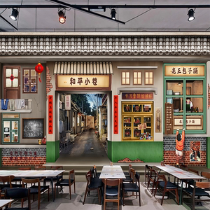 8090年代复古怀旧墙贴小卖部背景墙纸老房子墙面装饰壁画贴画墙纸