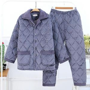 老年人穿的睡衣棉袄男士冬加厚老人冬季对襟加绒秋夹棉外套爸爸.