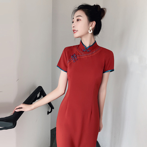 红色旗袍女中国风改良结婚敬酒服订婚中式礼服老上海气质年轻日常
