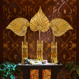 异丽泰国风情软装饰品东南亚风格摆件泰式美容院会所菩提扇装饰品