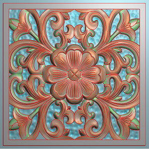 四方洋花欧式镂空背景墙砂岩石雕精雕图木雕图jdp浮雕图雕刻图172