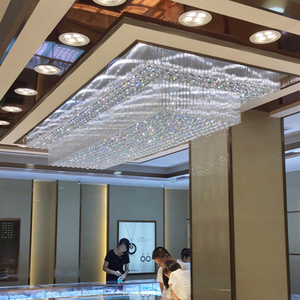 欢乐长方形水晶灯酒店工程宴会厅吊灯餐厅会所售楼处非标灯具定制