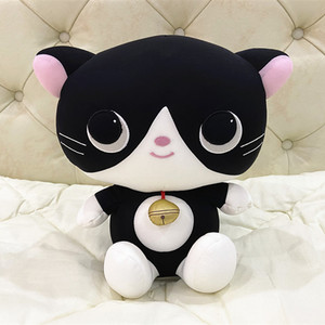 黑猫黑色小猫咪公仔软体泡沫纳米粒子颗粒填充无毛绒玩具布娃娃