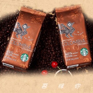 正品星巴克starbucks 进口美国哥伦比亚浓缩烘焙咖啡豆250g可磨粉