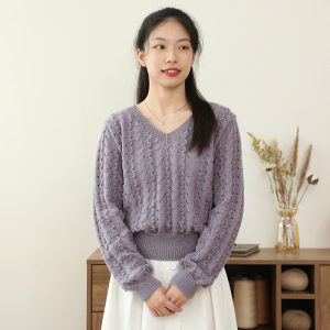 毛儿手作 丹青女士花样毛衣材料包 棒针手工毛线编织制作 5股流年