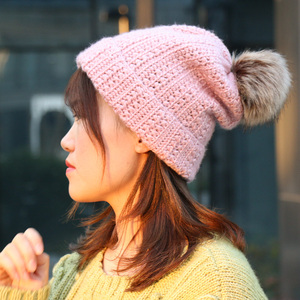 毛儿手作 初颜成人毛球帽材料包 钩针手工编织制作毛线diy 南瓜团