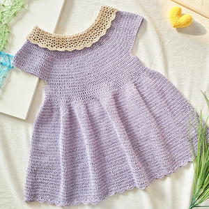 毛儿手作 扁带线圆领公主裙材料包 钩针手工编织毛线diy女童裙