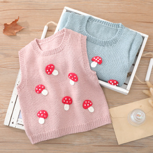 毛儿手作-落玉背心宝宝套头毛衣针织马甲棒针手工编织diy制作竹雨