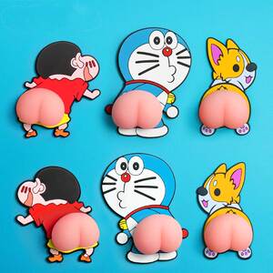 3d立体硅胶屁屁贴纸手机后壳防撞垫汽车屁股小pp装饰哆啦a梦柯基