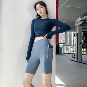 瑜伽健身打底短裤运动紧身夏薄款高腰提臀速干蜜桃臀跑步五分裤女