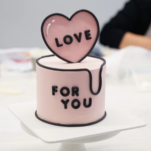 爱心漫画风翻糖蛋糕装饰配件摆件插件情人节求婚蛋糕