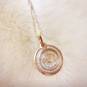 有发票香港凯旋时来运转18k彩金镶钻石项链
