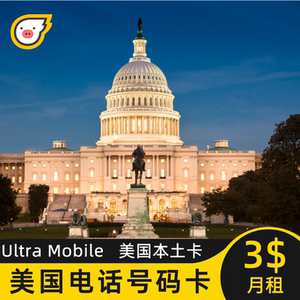 美国电话卡Ultra mobile上网卡本土号码手机SIM卡紫卡月租3美元