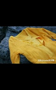 【转卖】牧衣原创设计女装棉麻  个性绣花中长款衬衫全新  黄