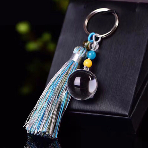 天然白水晶球钥匙扣情侣款可定制腰挂包挂个性钥匙挂件男女款饰品
