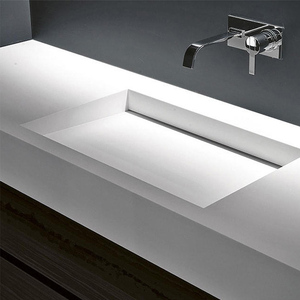 白色岩板一体台上盆定制浴室柜简约斜面洗手池人造石洗漱台洗脸盆