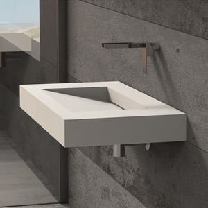 白色岩板一体台下盆亚克力人造石洗手盆挂墙式洗脸面盆隐藏洗漱池