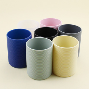 【闺待】条纹硅胶杯套玻璃茶杯底套子防滑隔热保温杯保护套6.5cm