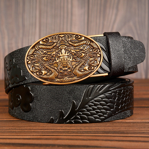 新款龙头腰带真皮潮男时尚夜场理发师皮带高档中国风牛皮裤腰带