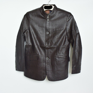 仿皮皮衣pu外套男士立领纽扣春秋冬皮革风衣男人造革夹克中长f27