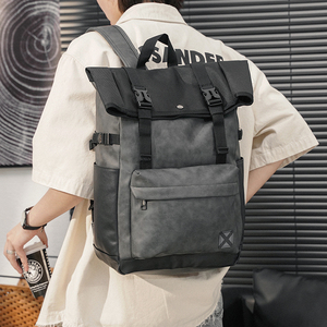 新款时尚灰色双肩包日系背袋 韩版男包休闲复古背包电脑包书包潮