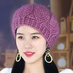 帽子秋冬韩版单层松鼠绒南瓜帽手工针织贝雷帽时尚百搭妈妈毛线帽