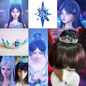 叶罗丽精灵梦第九季冰莲花公主圣诞星发卡冰雪蕾丝水钻皇冠头饰品