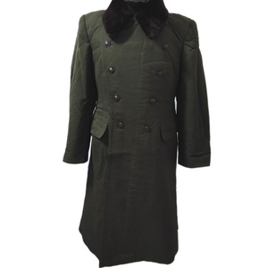 库存正品收藏55式马裤呢大衣驼绒内胆退役老兵军绿色冬季长款怀旧