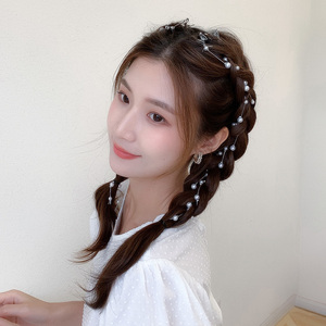 网红珍珠蝴蝶编发链条小抓夹2021年新款超仙韩国发夹头饰法式发带